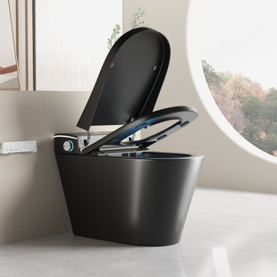 Smart Toilet Bidet Combo, Auto Open/Close Lid, Tankless 1.28 GPF Auto Flush, Heated Seat, Warm Wash & Dry, Intelligent Soft- Close, LED display