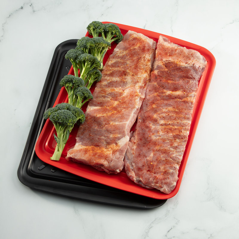 Large Black and Red Melamine Grilling Prep and Serve Trays