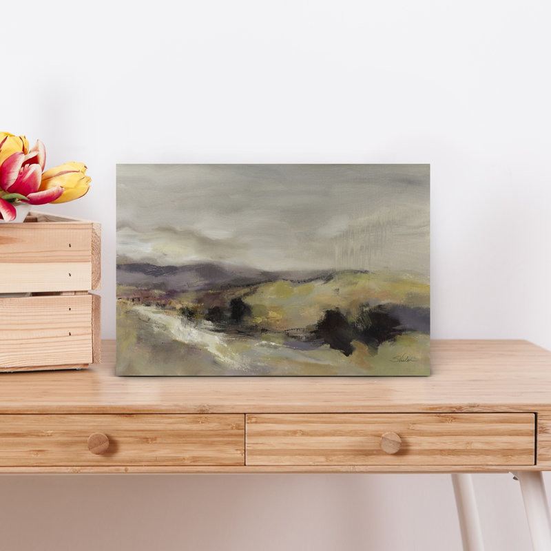 Roadside Hills, paysage abstrait contemporain, art mural, H 12 po x l 18 po