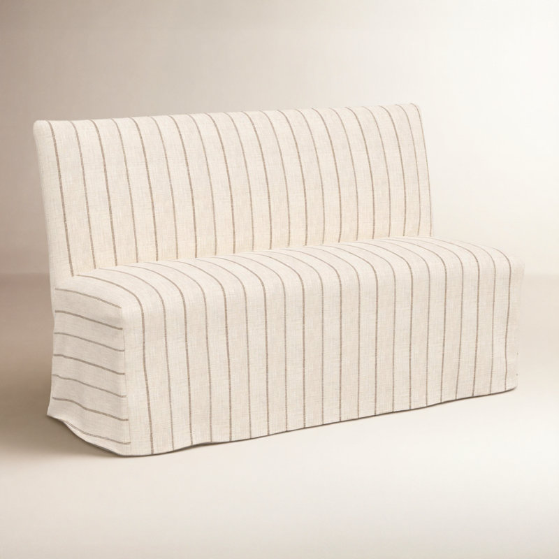 Ivanka Upholstered Bench, Fritz Charcoal Stripe