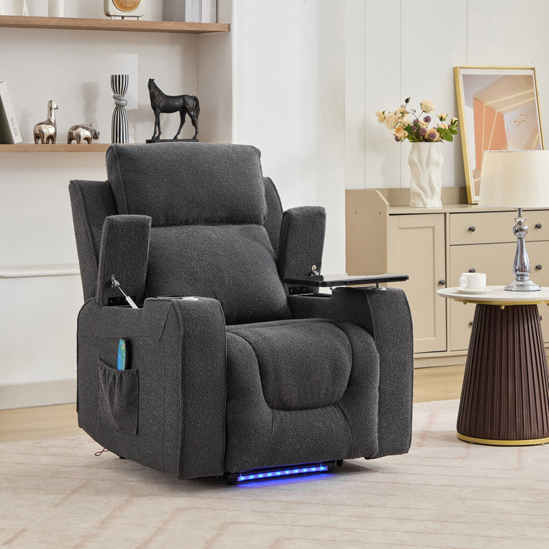 Cowley 86cm Wide Lift Assist Standard Recliner with Massager, Dark Grey