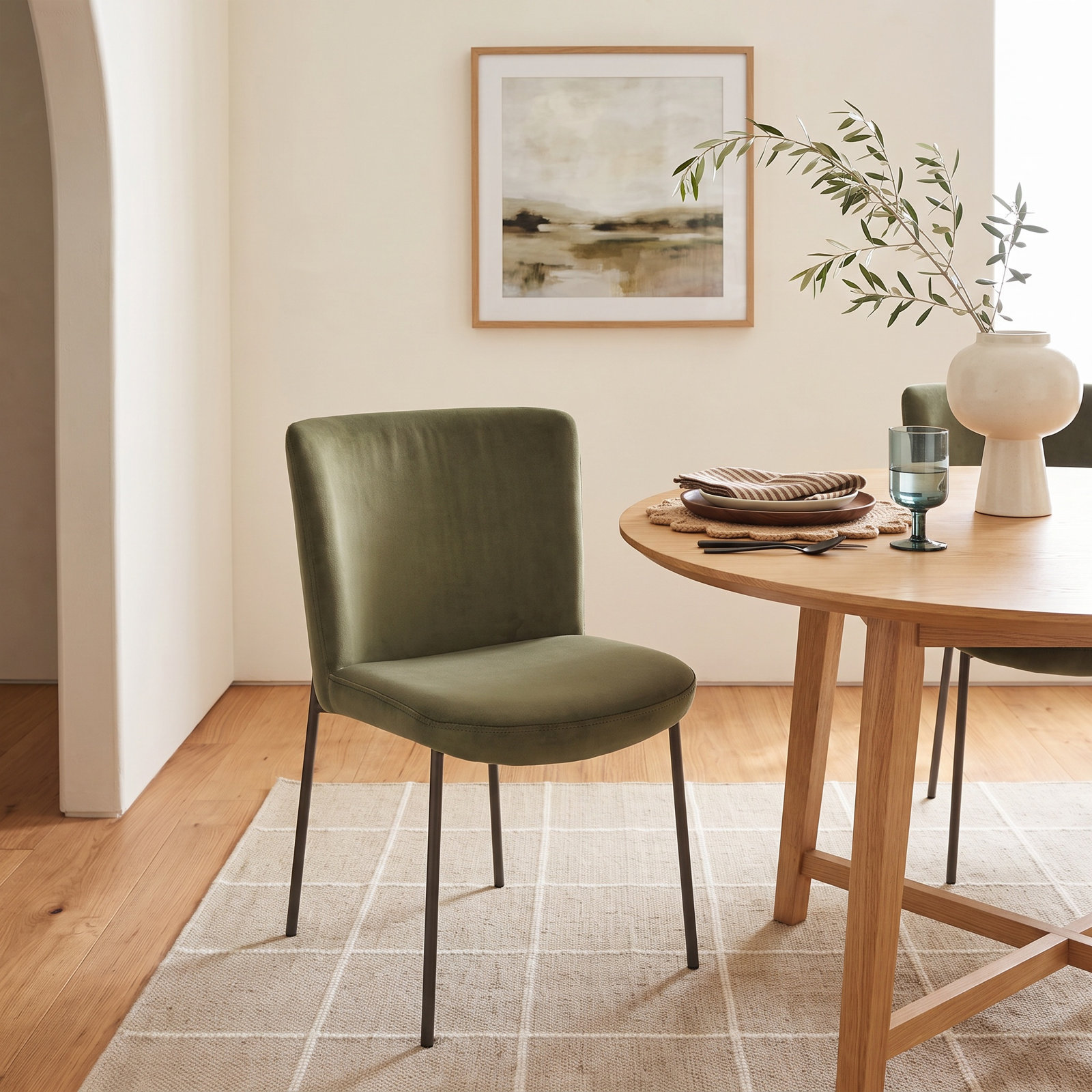 Aarden Dining Chair, Green Velvet