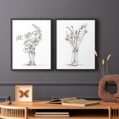 «Wild Bouquet Study I», reproduction encadrée de qualité supérieure - prête à être accrochée - aucun clou requis - aucun clou requis