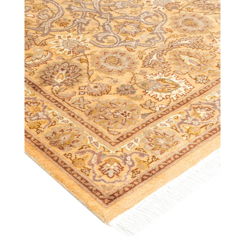 Handmade Yellow Wool Traditional Runner Rug