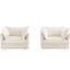 Fauteuil à assise profonde avec rembourrage doux - Fauteuil en chenille crème pour divers espaces Chenille, style élégant