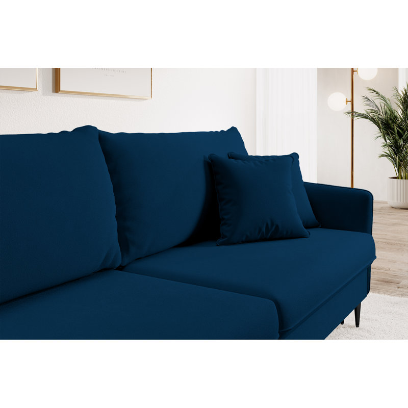 Almonor 3 Seater Velvet Sleeper, Dark Blue