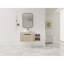 Meuble-lavabo flottant de conception moderne avec lavabo d'art en céramique, dalle de pierre plate blanche et petites tablettes de rangement, porte à fermeture douce, ensemble KD