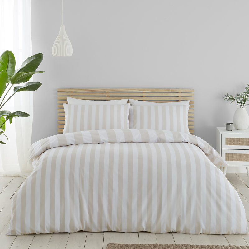 Cove Stripe Reversible Duvet Cover Set, Single Duvet Cover + 1 Standard Pillowcase, Natural