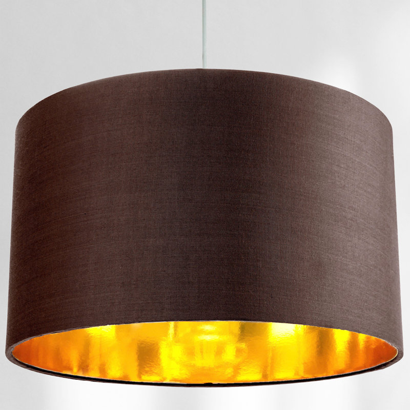 Contemporary Cotton Lamp/Light Shade with Shiny Paper Inner, Chocolate Brown, 20cm H x 30cm W x  30cm D