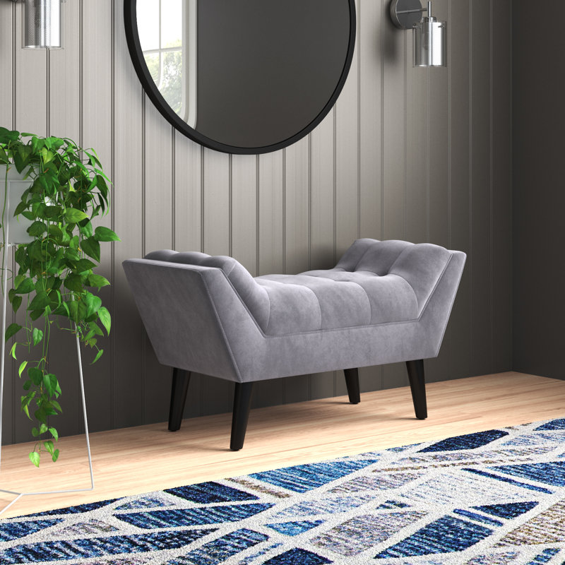 Banc rembourré Hannum, H 19,3 po x l 46,1 po x P 16,1 po, Bleu