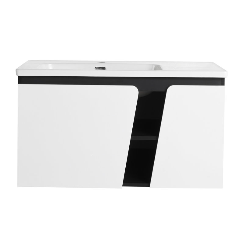 Meuble-lavabo mural flottant 36 po avec lavabo en céramique 36 po