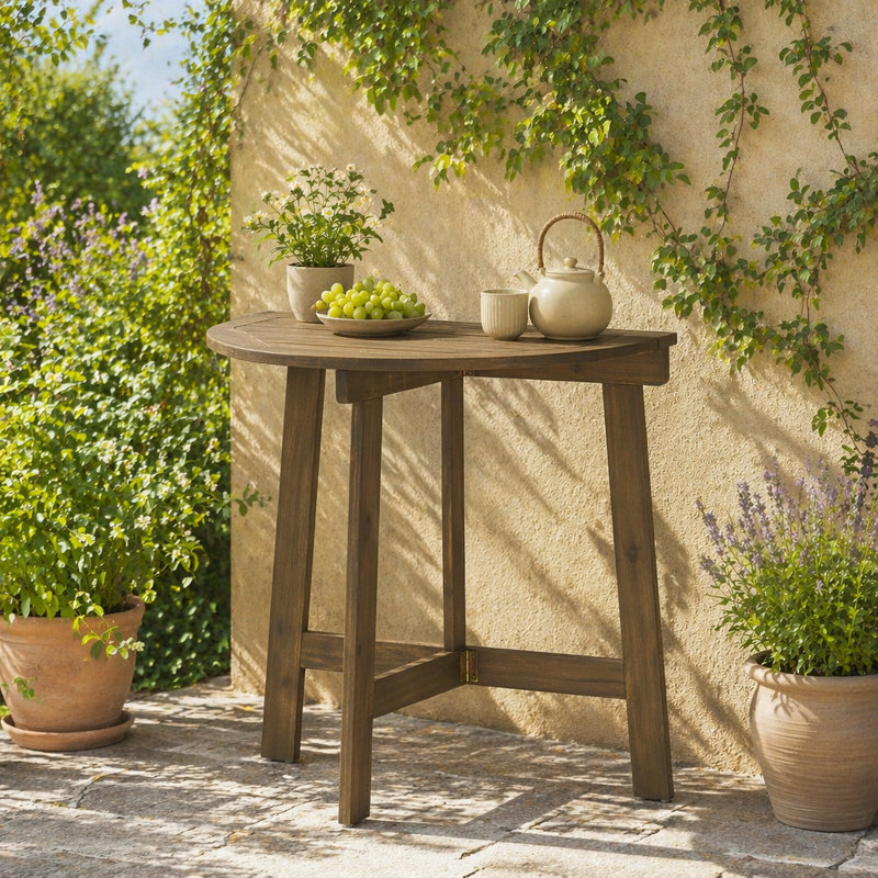 Table bistro pliante d'extérieur en bois d'acacia, Gris