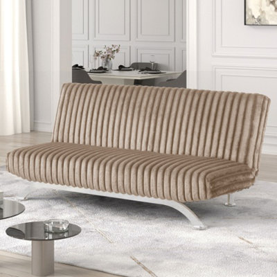 Canapé-lit futon contemporain avec pieds de soutien supplémentaires en chrome