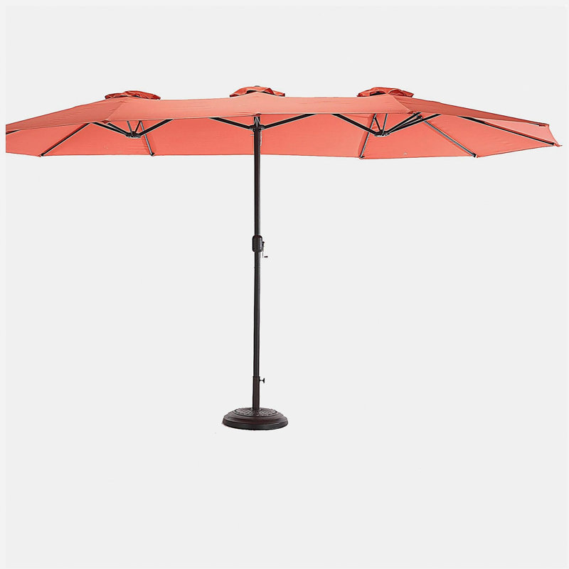 Grand parasol d'extérieur double face 14,8 pi avec manivelle (kaki) (sans base), Orange