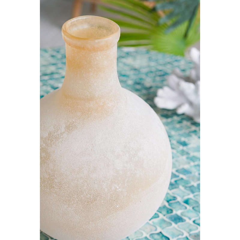 Vase décoratif en verre D8x11 ", beige
