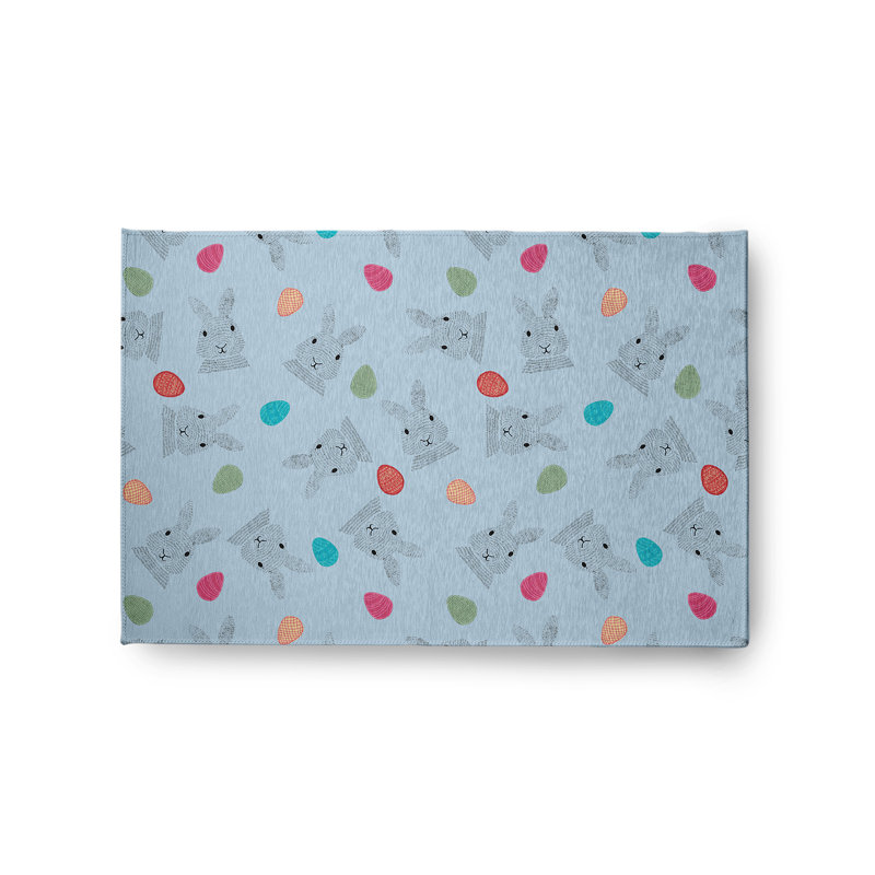 Tapis en chenille de Pâques Bunnies And Eggs, Rectangle 2 pi x 3 pi