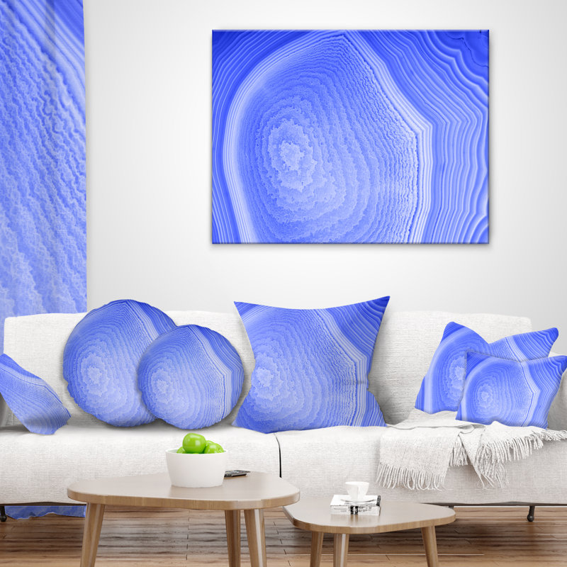 Dark Blue Agate Structure - Abstract Printed Pillow, 18" x 18", Throw Pillow
