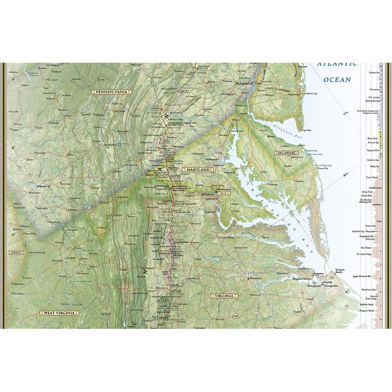 Carte stratifiée du sentier des Appalaches