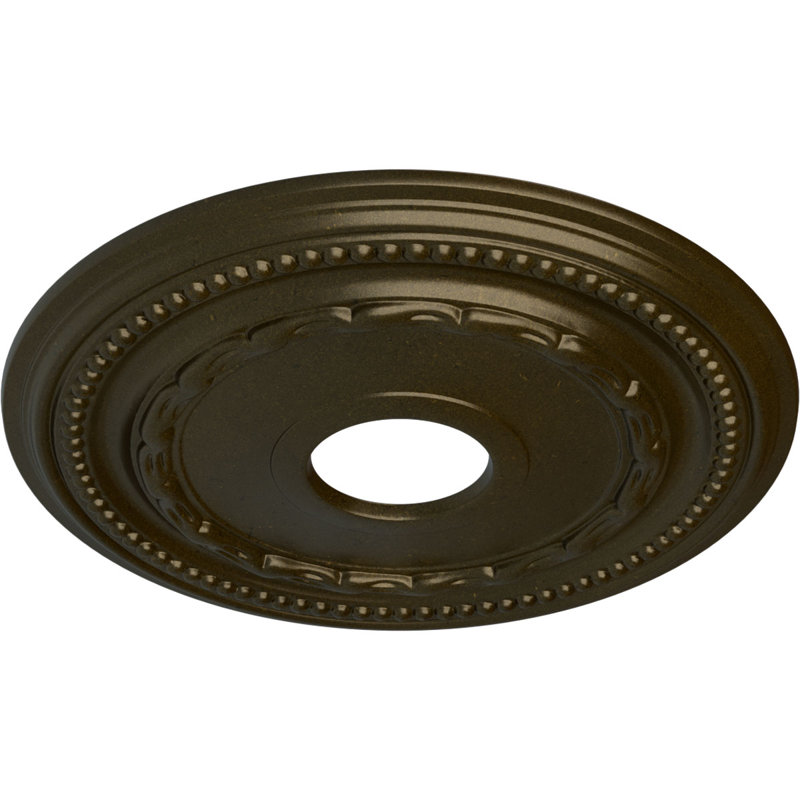 Médaillon de plafond fédéral Endurathane, P 15 3/8 po x P 3 5/8 po x P 1 po (convient aux auvents jusqu'à 8 1/2 po), fini or vert peint à la main