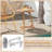1 PCS Teak Wood Side Table Round Sofa End Table with Slatted Tabletop Nightstand