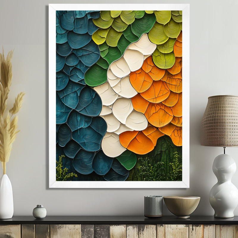 Orelie - Abstract Wall Art Prints, 44" H x 34" W, Single Picture Framed Print, White