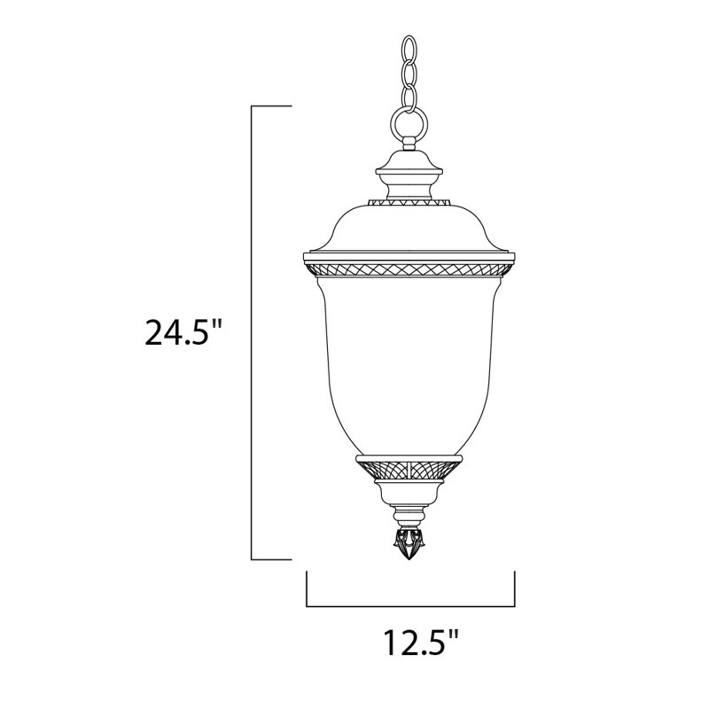 Islington 3 - Light Outdoor Hanging Lantern, 24.5" H x 12.5" W x 12.5" D