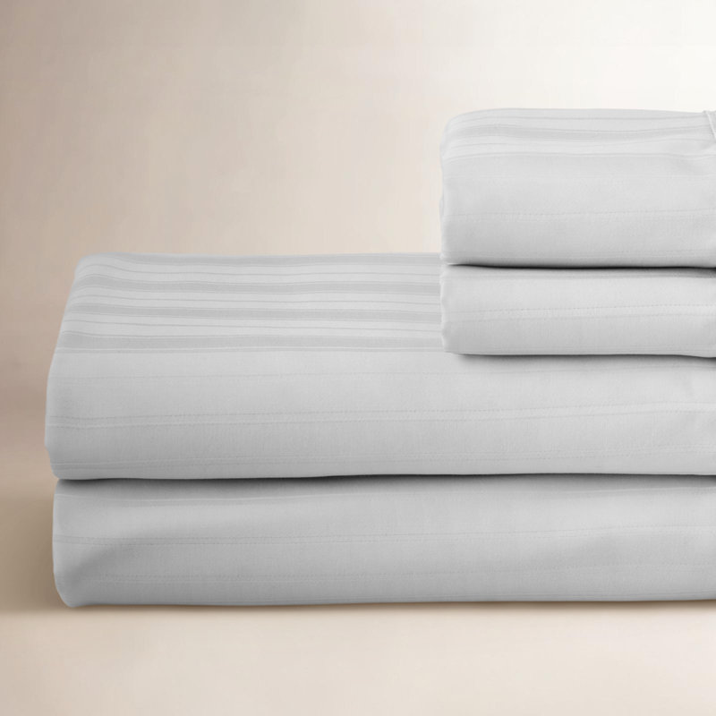 Ensemble de draps 100% satin de coton 500 fils Zander, Gris, Ensemble de draps pour grand lit + drap-housse + 2
