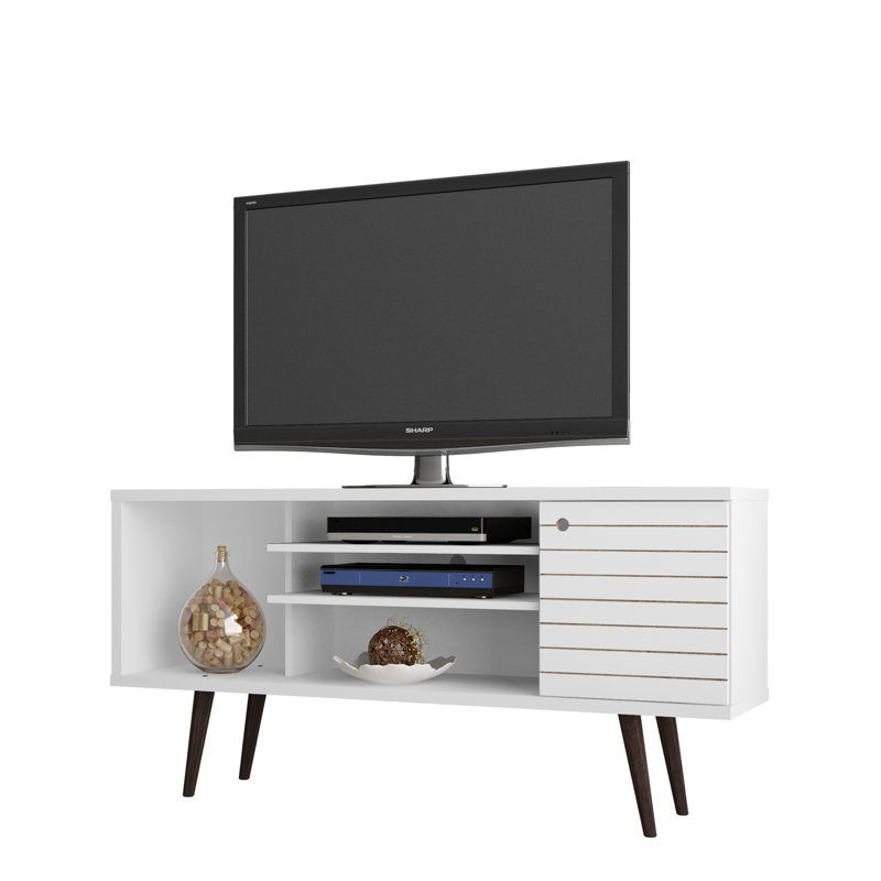 Meuble télé 53 po Liberty Mid-Century, Blanc