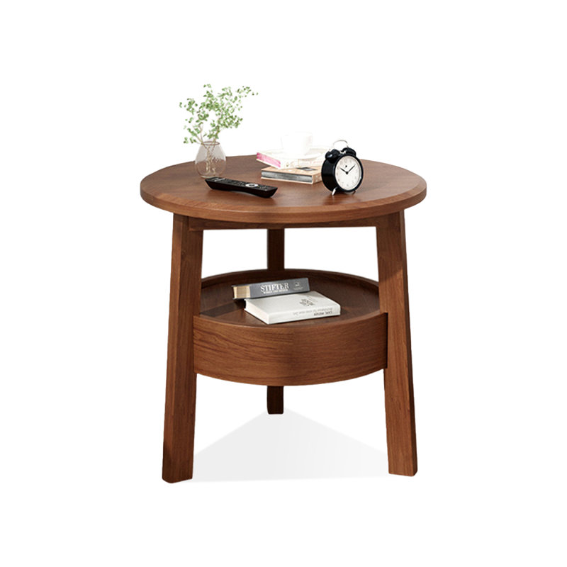 Modern Solid Wood End Table, Nut Brown
