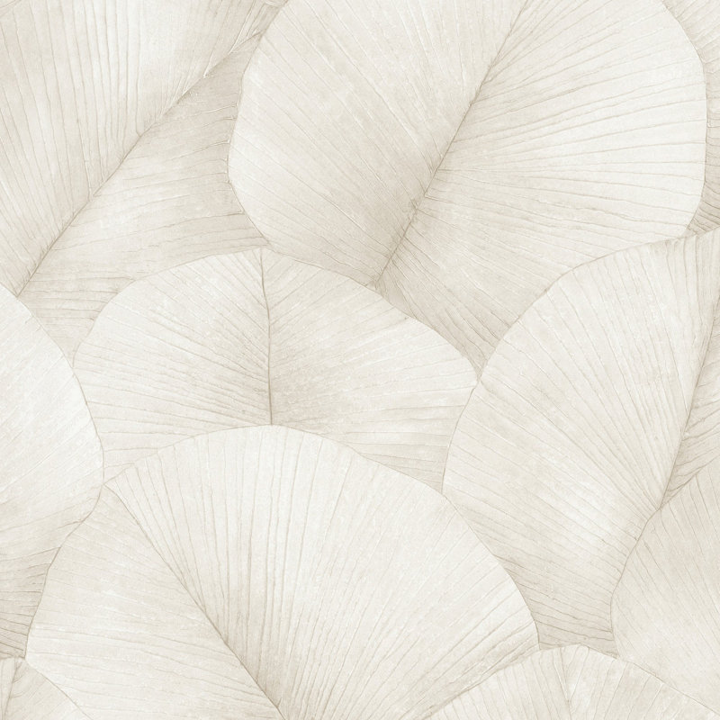 Kumano 3D Embossed Palm Leaf Wallpaper Roll, Ivory