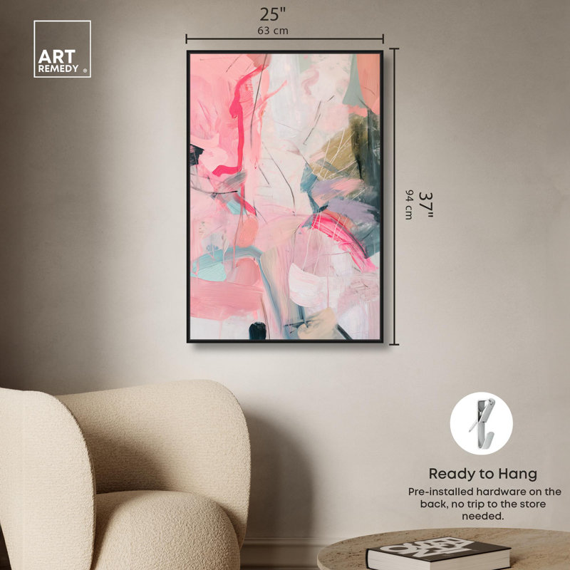 «Cerulean Spark Canvas», art pastel coloré par Art Remedy, Cadre noir, H 37 po x l 25 po