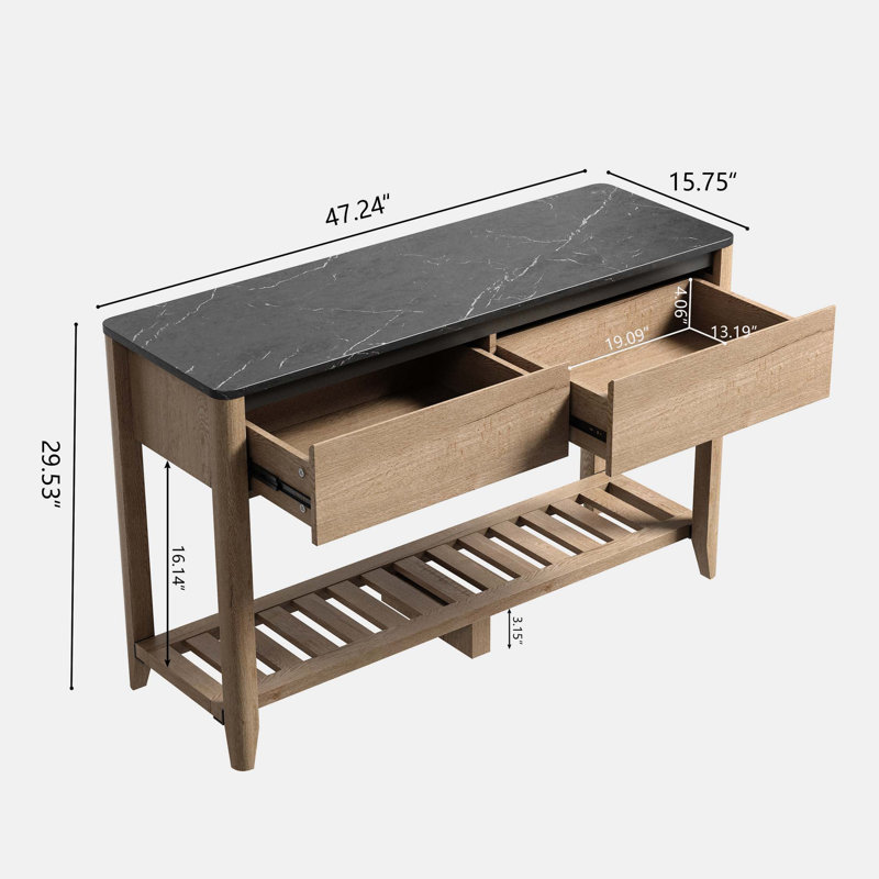 Console, table de couloir, table de vestibule avec tiroirs doubles , Noir