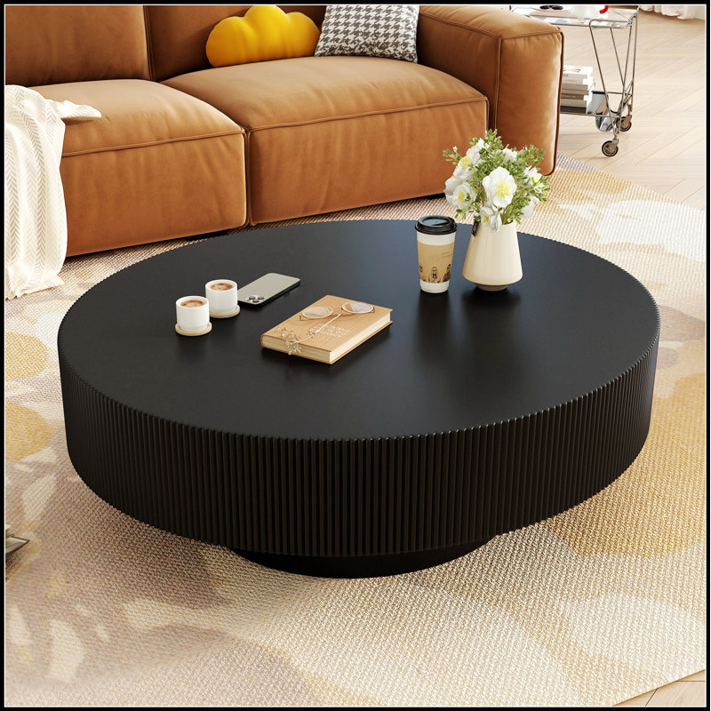 Table basse élégante à assemblage facile avec plateau de table épais, table de bout tambour moderne pour le salon, base robuste, design minimaliste