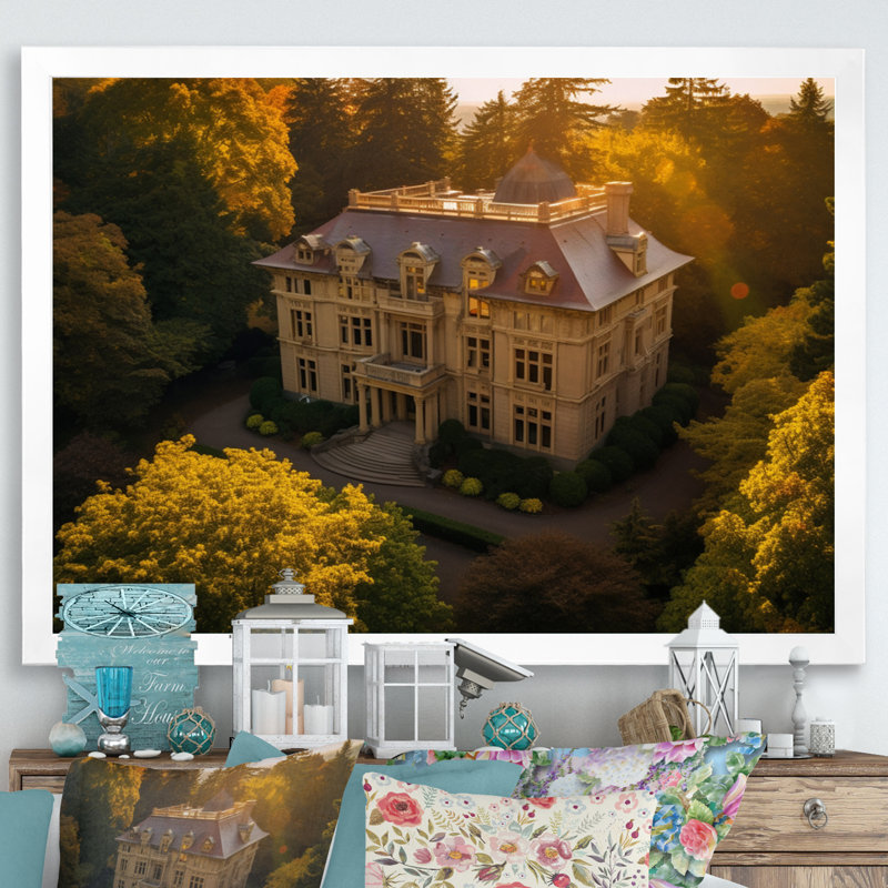 Oregon Pittock Mansion Sunrise I - Oregon, impressions sur toile, H 30 po x l 40 po x P 1,5 po, Cadre photo blanc