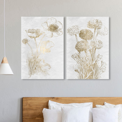Floral Sketch Duo " Floral Sketch Duo Set II Traditional Gold " 2 - Pieces