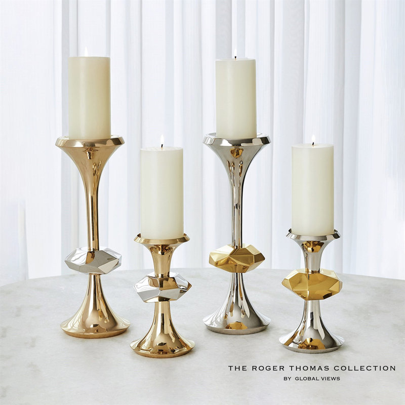 Gabriel Nickel Candle Holder-Lg