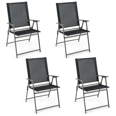 Ensemble de 4 chaises de patio pliantes avec structure en métal antirouille