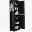 Grande armoire de rangement pour salle de bain, armoire de rangement autoportante avec crochet et tablette réglable, panneau de fibres à densité moyenne, noir (ancien numéro de référence: WF326356AAK)-1796092159