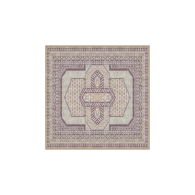Tapis oriental en chenille / polyester tissé à la main Florestial, Carré 7 pi