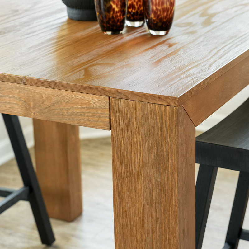 Hauteur du comptoir de la table de salle à manger pub moderne (41 po / 1050 mm), brosse métallique pacane, Pacane brossée