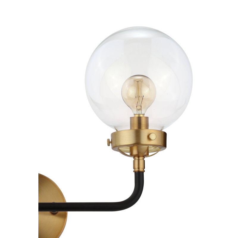 Éclairage pour meuble-lavabo transitionnel contemporain en fer / verre Claudio, Clair, Or laiton / noir, 2