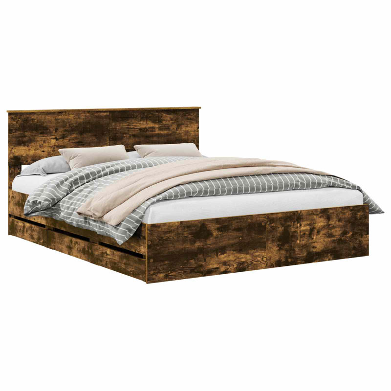 Bed, Smoked Oak, European Kingsize (160 x 200 cm)