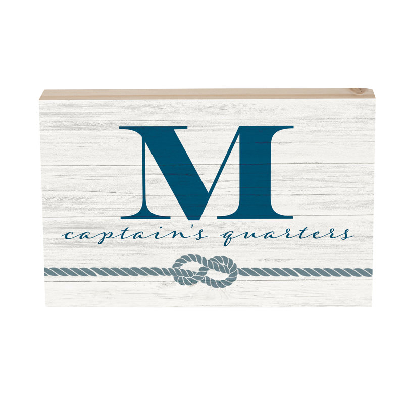 Capitaine en bois Coastal Monogram 12 "x 8"