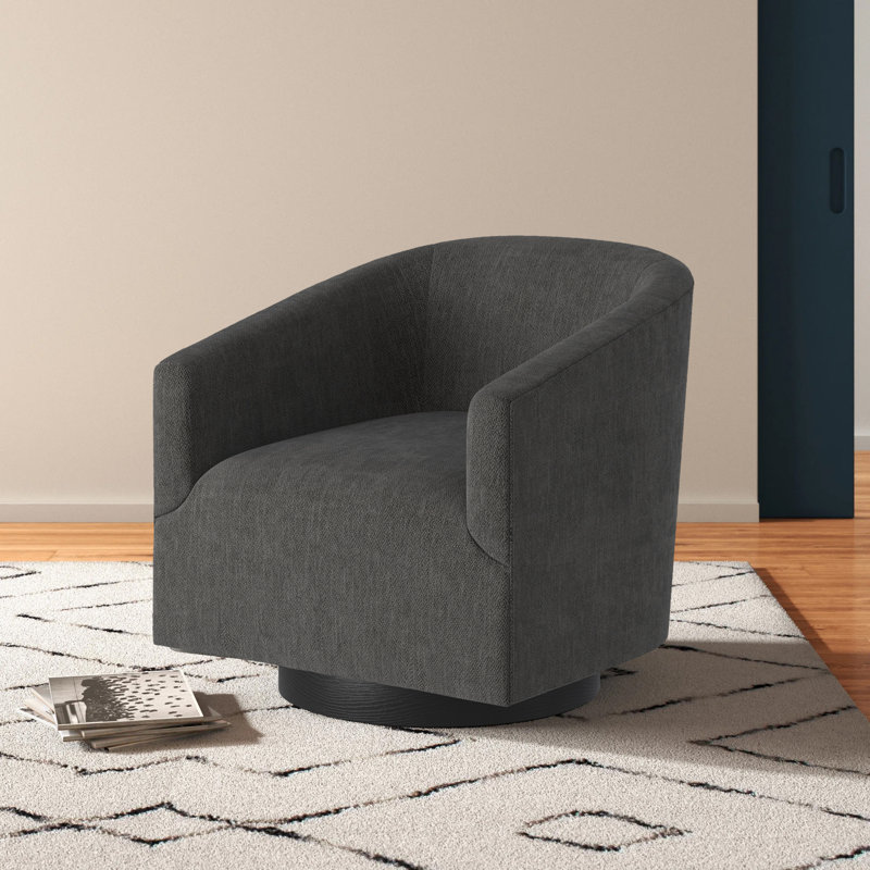 Fauteuil demi-tonneau pivotant Bevis, Tweed gris anthracite