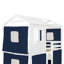 Lit simple superposé en bois avec tente, bleu et blanc-130481131-132953725