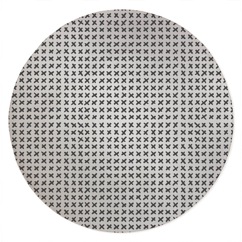 Cross Non-Slip Outdoor Rug, Round 5'