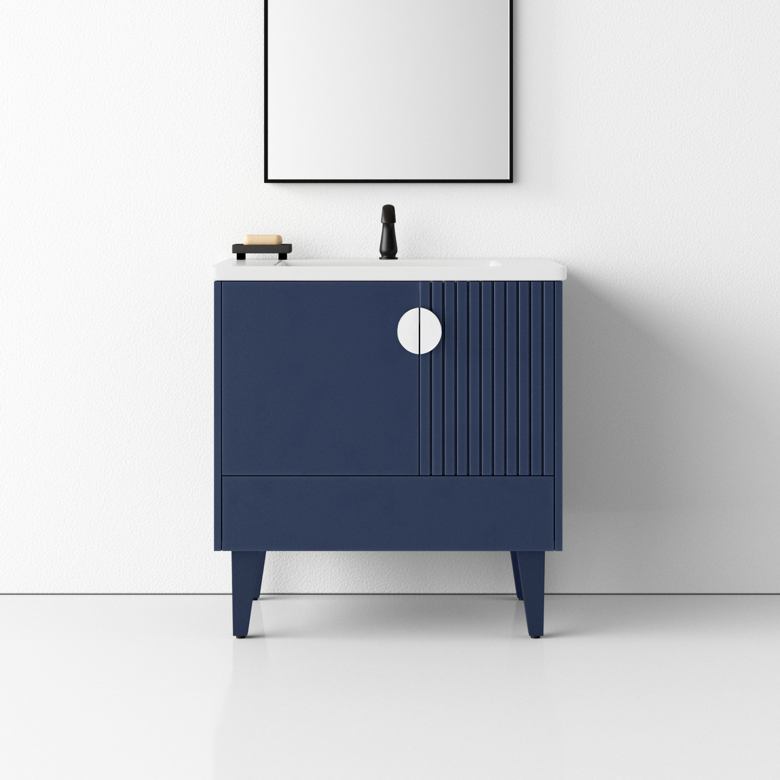 Saimah 30'' Single Bathroom Vanity, Polished Chrome, Navy Blue