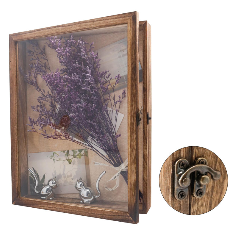 Shadow Box Frame 11X14, Wood Display Boxes With Linen Back - Large Shadow Box With Paulownia Wood And Real Glass Cover For Wall Or Tabletop Display