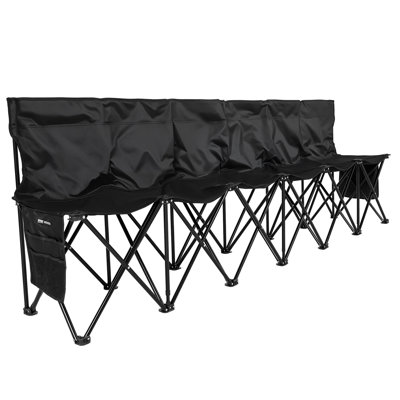 Folding Chair Sport 6 Seat Team Bench w/ Multiple Storage Bags & Carry Bag by Latitude Run
