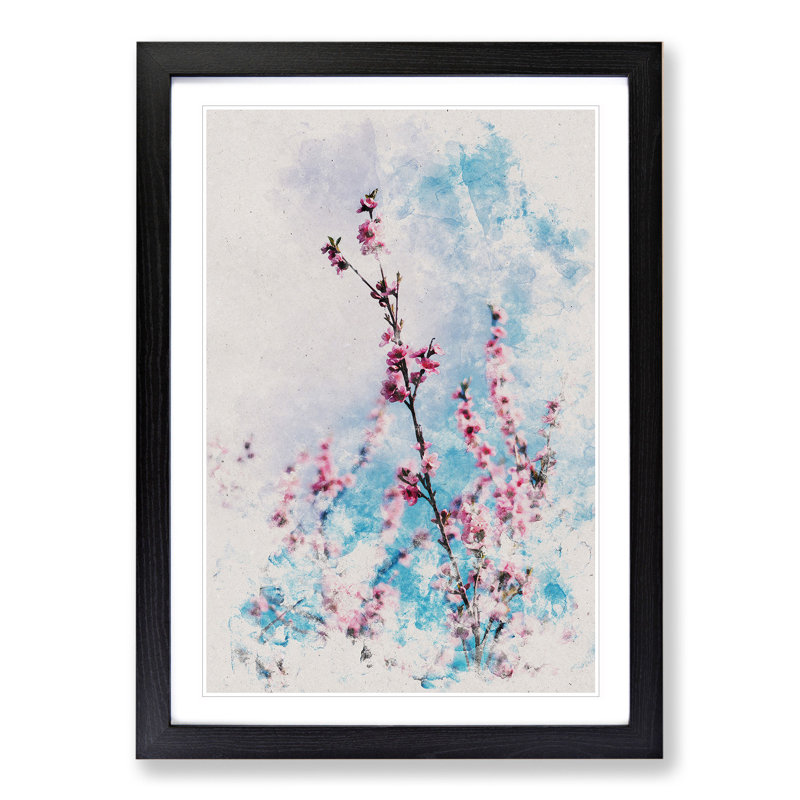 Delicate Cherry Blossom Tree - Picture Frame Painting, Black, 36cm H x 27cm W x 2cm D